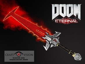 doom eternal crucible v2 crusible 3dprint craftvision doomgue argent demon hell sword weapon cosplay armor bfg fire doomslayer dark games toys 3d print model - Mito3D