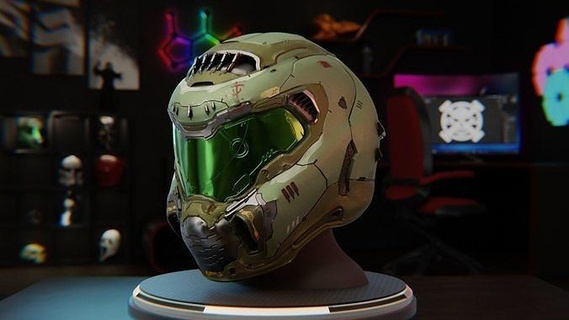 Untergang ewig helmet 3d Modell doometernal Doomguy Doom Cosplay cosplayprop iddqd bfg Kunst 3d print model - Mito3D