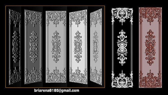 porte 3d Modelli cnc stl decorativo ornamento decorazione arredamento sollievo mobilia modello parete rosette design costruire Stampa vettore arte artcam Casa 3d print model - Mito3D