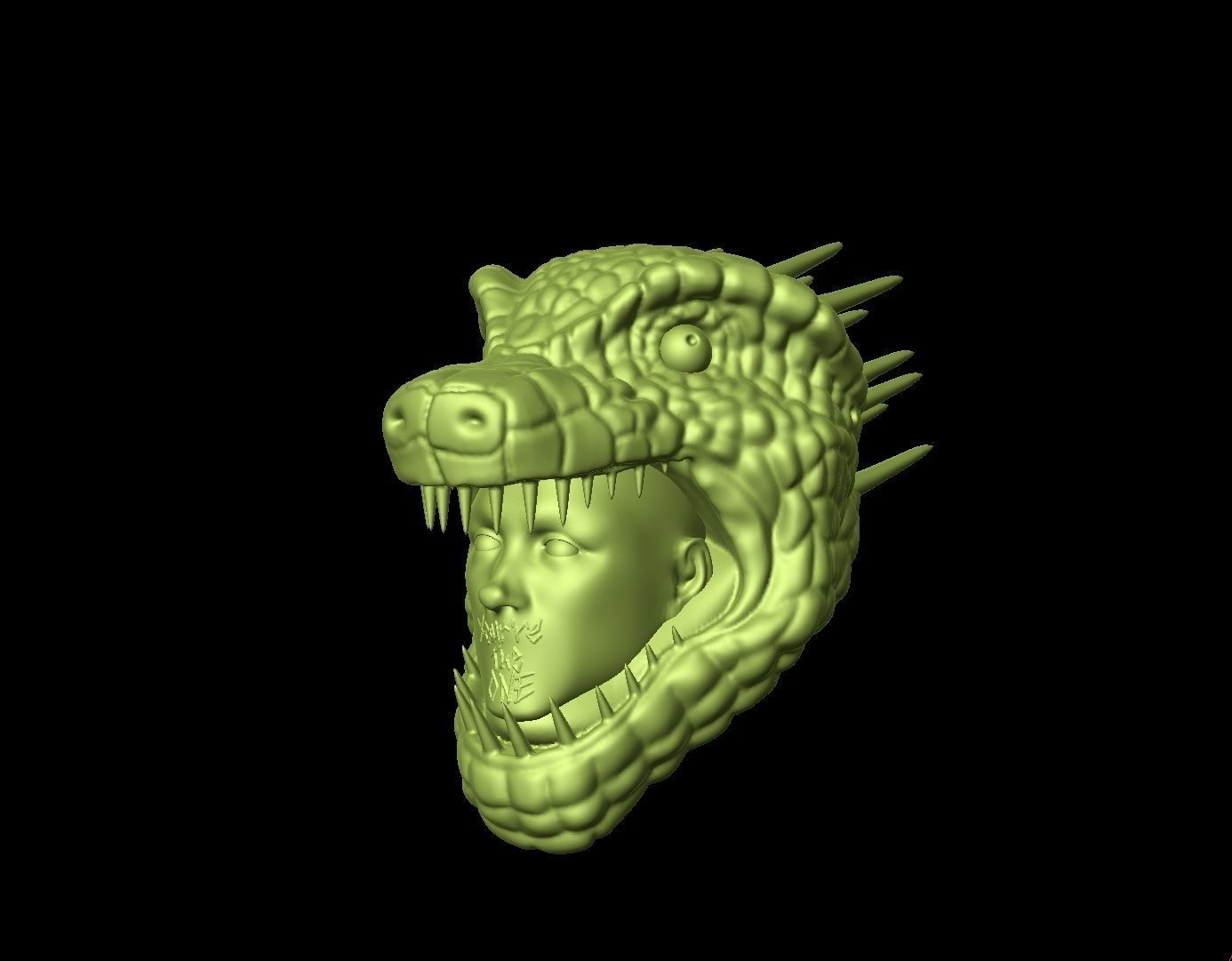 dorohedoro caiman risu gyoza lizard head art sculptures 3D print model - Mito3D