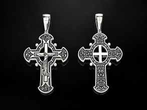 double face de la croix bijoux jesu religiou chrétienne jésus d'impression imprimable joyau or l'impression le prototypage d'argent noircissement texture pendentifs 3d print model - Mito3D