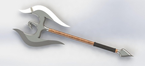 duplo ax machado jogos sharpe arma excêntrico fantasia entregue frio aço dragão modelo abril brinquedos acessórios 3d print model - Mito3D