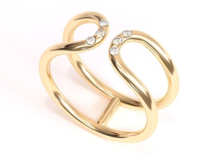 double bande de diamants bijoux la les joyau l'anneau anneaux mariage l'engagement or d'argent imprimable bague en diamant jeune fille mariée femme anneau mode l'amour 3d print model - Mito3D