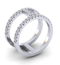 double pont de la large bande bijoux les diamants mode anneaux 3d print model - Mito3D