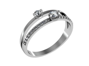 doble diamante anillo 3djewelry canalla elegante compromiso moda joya oro joyería joyeria cera precioso versión impresa plata boda molienda lujo fundición regalo anillos 3d print model - Mito3D