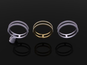 doppelt Diamant Reihe Band Ring mischen Größe 4 5 6 7 8 9 10 Schmuck Stil 3d print model - Mito3D