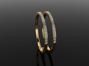 double diamant rangée bande bague taille 10 bijoux couche empiler empilement empilable mélanger style mode tendance délicat anneaux 3d print model - Mito3D