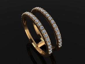 double diamond row band ring size 4 jewelry layer stack stacking fashion trend dainty mix women female rings 3d print model - Mito3D