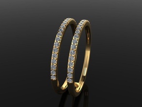 doppelt diamant reihe band ring größe 8 schmuck bands stapel schicht mode trend zierlich jahrgang klassisch frauen weiblich ringe 3d print model - Mito3D