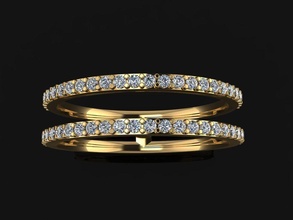 duplo diamante linha banda anel tamanho 9 joalheria camada pilha empilhamento moda tendência guloseima vintage clássico mulheres argolas 3d print model - Mito3D