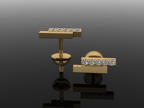 double diamond uneven bar earring 2nd concept jewelry stud row fashion trend women female men male unisex earrings 3d print model - Mito3D