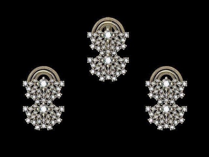 double fan earrings pendant set stl verified jewellery jewelry printable diamond ring fashion prototyping 3d cad stylish design trendy charm initial signet designer statement lightweight text pendants 3d print model - Mito3D