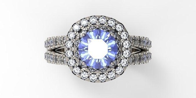 doppelt Heiligenschein Engagement Ring Schmuck brillant Juwel Diamant Mode Schönheit druckbar Gold Hochzeit Saphir engagem vintag Ringe 3d print model - Mito3D