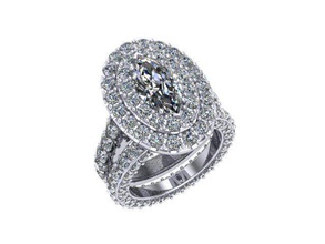 doble halo marquesa anillo la joyería matchingband los diamantes plata de oro anillos 3d print model - Mito3D