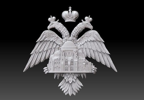 double head eagle hagia sophia coat arms two headed imperial sign golden crown byzantine empire constantinople eastern art coins badges 3d print model - Mito3D
