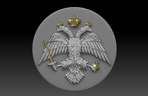 double headed eagle eastern roman byzantine empire coat arms two imperial sign golden crown holy aek constantinople art coins badges 3d print model - Mito3D