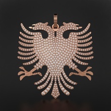 membrete águila colgante pendiente doble cabeza símbolo oro diamante brillante amarillo joyería plata platino joya imprimible colgantes albanés 3d print model - Mito3D