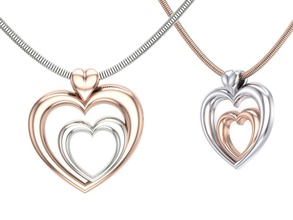 doble corazón colgante la joyería cariño día de san valentín loveheart anillo oro colgantes 3d print model - Mito3D