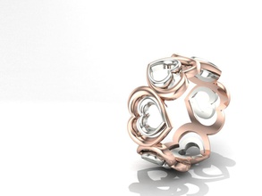 duplo anel coração jóias ouro de casamento amor valentine o dia querida anéis 3d print model - Mito3D