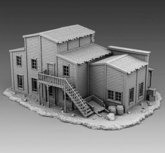 double house wild west wildwest exterior interior building old ruin village 3dprinting 3d 3dmodels printing 3dmodelsfor3dprinting games toys 3d print model - Mito3D