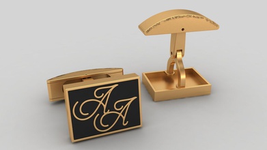 çift harf altın emaye kol düğmeleri takı mücevher düğmesi yanılmak moda insanlar insan adam takım elbise yazdırılabilir erkek düğün nişan Gümüş mektup yazı tipi elmas 3d print model - Mito3D