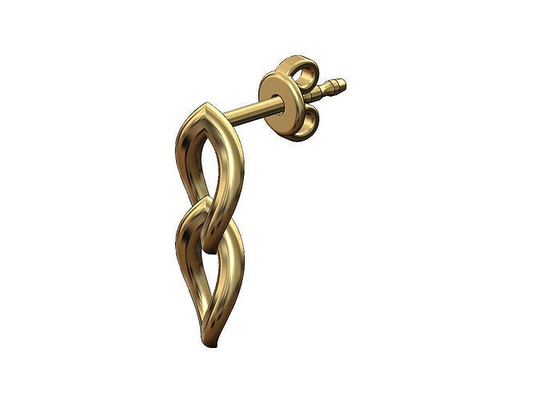 double open twisted leaf stud earring twist minimalist gold silver geometric jewellery jewelry printable fashion chain link 3d model earrings 3d print model - Mito3D