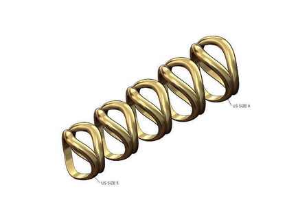 double organic curve dome fashion band us sizes 5to9 stacker ring rounded jewelry printable gold silver stackable statement sterling round cute 3d model rings 3d print model - Mito3D