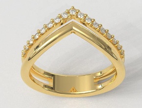 double ring rings diamond fashion teen gold silver arrow diamonds jewelry trendy classic 3d print model - Mito3D