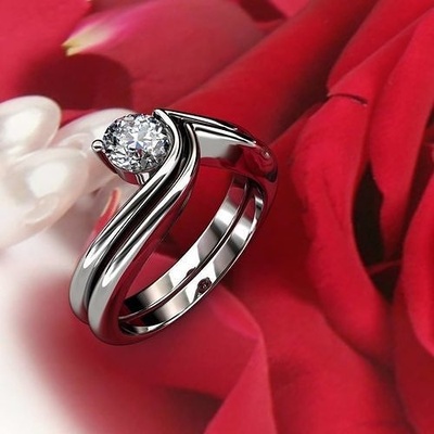 doble anillo joyería joya pareja anillos compromiso artilugio juguetes diamantes oro plata arte colgantes componentes moda gemas rebordear amor felicidad aniversario 3d print model - Mito3D