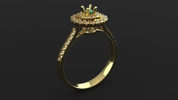 double round halo ring jewelry gold gem wedding silver brilliant diamond doublehaloring haloring rings diamonds engagement fashion beauty 3d print model - Mito3D