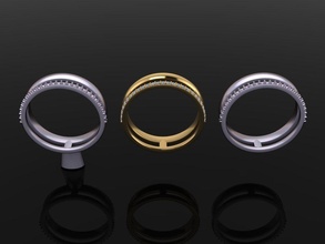 doble fila apilar diamante banda anillo mezcla Talla 4 5 6 7 8 9 10 joyería joya infinito bar 3d print model - Mito3D