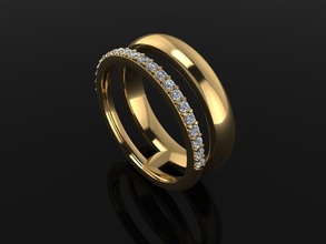 doppelt reihe stapel diamant band ring größe 4 schmuck schicht stapeln spülen unisex weiblich mode trends zierlich mischen ringe 3d print model - Mito3D
