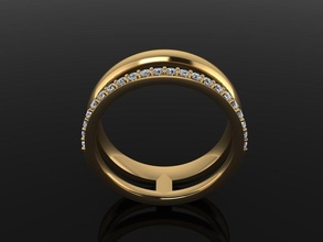 Duplo linha pilha diamante banda anel Tamanho 5 joalheria guloseima vintage clássico luxo camada rubor 3d print model - Mito3D