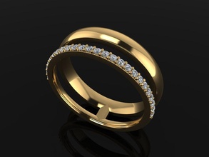 duplo linha pilha diamante banda anel tamanho 7 joalheria infinidade barra rubor empilhamento camada camadas moda tendências misturar argolas 3d print model - Mito3D