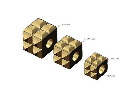 double row studs square bracelet charm beads bead pendant jewelry printable gold silver necklace fashion sterling vintag beed stud faceted geometric diamond pyramid 3d model bracelets 3d print model - Mito3D