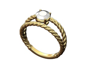 Duplo linha torcido fio anel 6mm diamante moda joalheria imprimível ouro prata jóias esterlina luxo trança trançado corda acessórios noivado solitário 3d print model - Mito3D