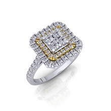 Duplo quadrado aréola anel jóia noivado brilhando pingente quilate gema platina joalheria moda diamante brilhante imprimível prata ouro colar safira 3d print model - Mito3D
