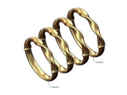 double twisted oval section stacker band us sizes 6to9 twist braided ring jewelry printable gold silver braid rope wire stackable thin simple minimalist fashion 3d model rings 3d print model - Mito3D