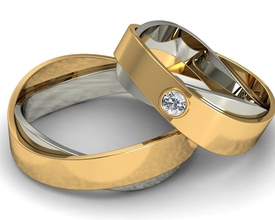 duplo anéis de casamento 035 jóias ouro folhas 3d modelo diamante natural exclusiva gem pedra anel brilhantes cortes printable 3d print model - Mito3D