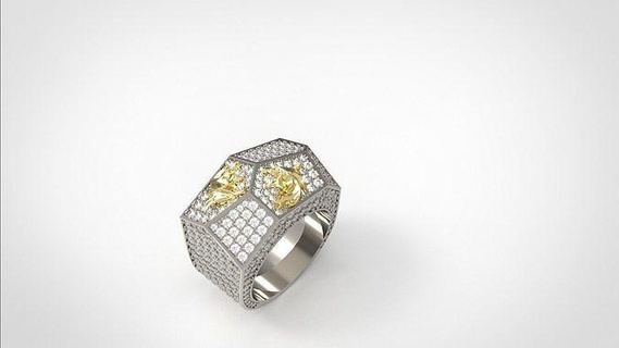 doble Lobos hombres anillo lobo diamante oro plata pulsera joya joyería arete lujo diseño imprimible colgante pendiente collar anillos 3d print model - Mito3D