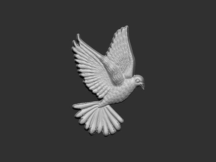 paloma bas relief Paloma alivio animal pájaro tallado cielo pluma alas espíritu plumoso 3d modelo imprimible paz volador naturaleza aves Arte esculturas 3d print model - Mito3D
