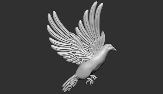 Taube bas Linderung Tier Vogel Carving geschnitzt Himmel Feder Flügel Geist gefiedert 3d Modell druckbar Frieden fliegend cnc Kunst Skulpturen 3d print model - Mito3D