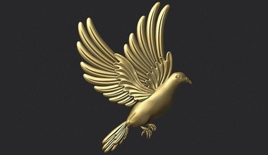 paloma bas alivio animal pájaro tallado cielo pluma alas espíritu plumoso 3d modelo imprimible paz volador cnc arte esculturas 3d print model - Mito3D