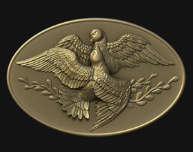 doves medallion art christian bas relief holly animal bird god pendant jewelry jewellery sculptures 3d print model - Mito3D