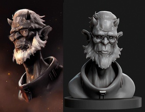 Dr demonio busto oscuro criatura cabeza zbrush estatua orco escultura cara Ciencias Arte esculturas 3d print model - Mito3D
