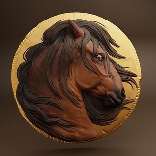 dracma caballo medallón Arte escultura retrato moneda semental animal cabeza busto equino esculturas 3d print model - Mito3D