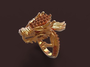 dragon-02 Schmuck gold Luxus Platin bedruckbar ist gem Silber Diamant-ring Ringe Mode-ring 3d print model - Mito3D