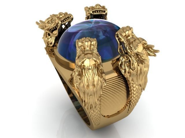 dragon-ring 1 gold ring two dragons jewelry fashion ringman mascot rings 3D print model - Mito3D