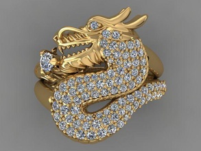 dragon-anneau 10 bijoux or de l'anneau dragon dragan anneau bague homme mascotte les anneaux 3d print model - Mito3D