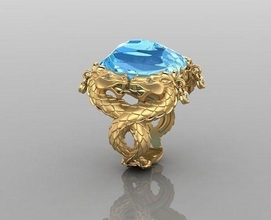 dragon ring 3d impresión modelo anillo joyería joya oro Moda continuar hombre mascota anillos fantasía ficticio criatura dibujos animados imprimible 3d print model - Mito3D